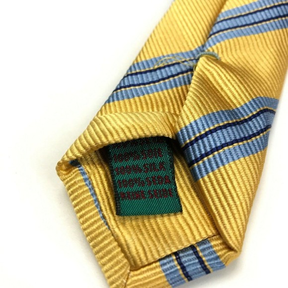 ANDREW'S TIES Collection Men's 100% Silk Designer Striped Yellow Blue Necktie - Picture 9 of 11